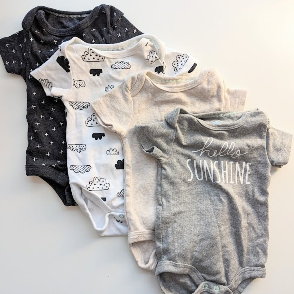 Cloud Island 4 pack short sleeve onesies